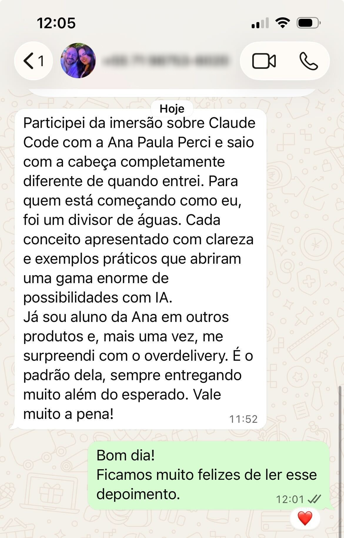 Depoimento de aluno 5