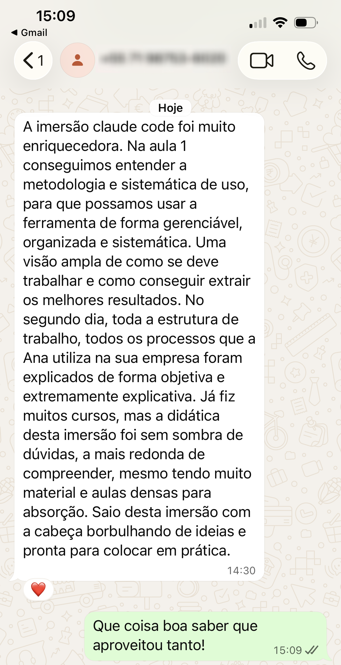 Depoimento de aluno 6