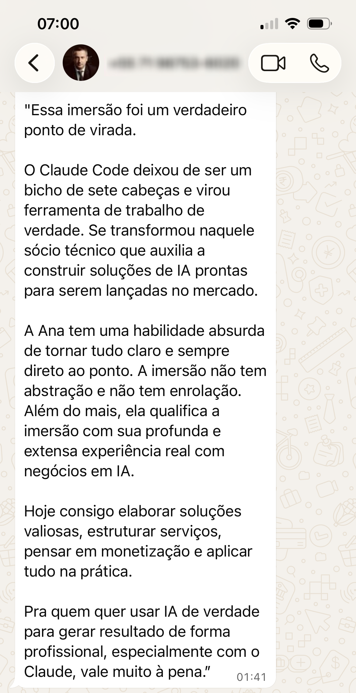 Depoimento de aluno 8